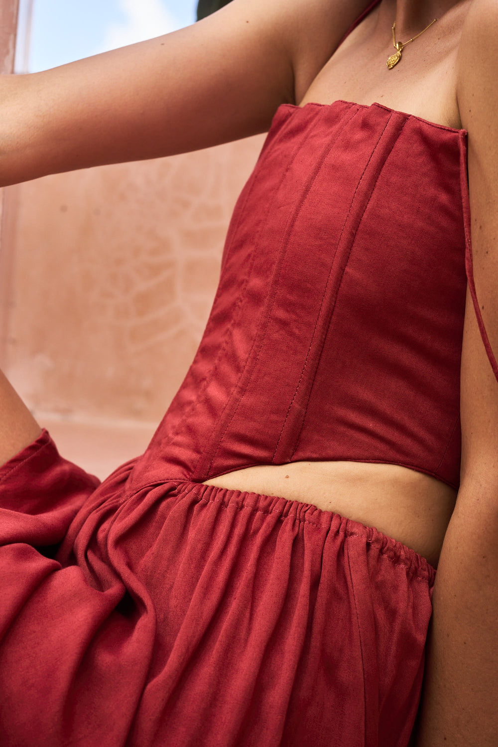 Sahara Skirt, Bamboo, Kemet Crimson, view 8