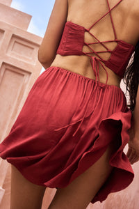 Sahara Skirt, Bamboo, Kemet Crimson, view 3