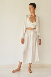 Lin Skirt - Silk Viscose - White Pearl Tiyara Soul Wear
