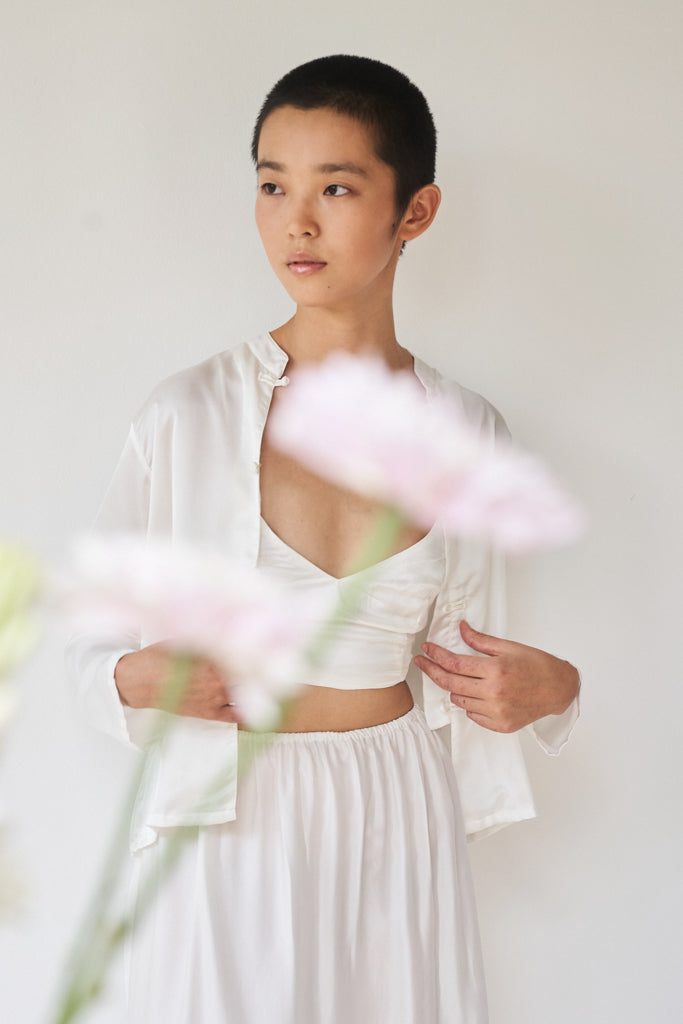 Lin Skirt - Silk Viscose - White Pearl Tiyara Soul Wear