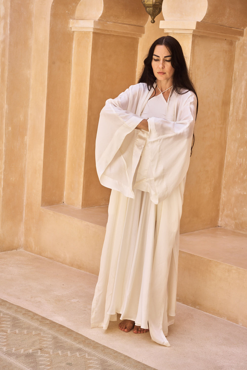 Aset Kimono, Lyocell Silk, Lotus White, view 4