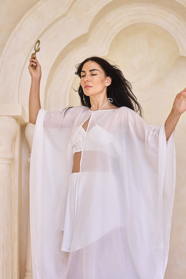 Isis Cape, Silk Cotton, Lotus White