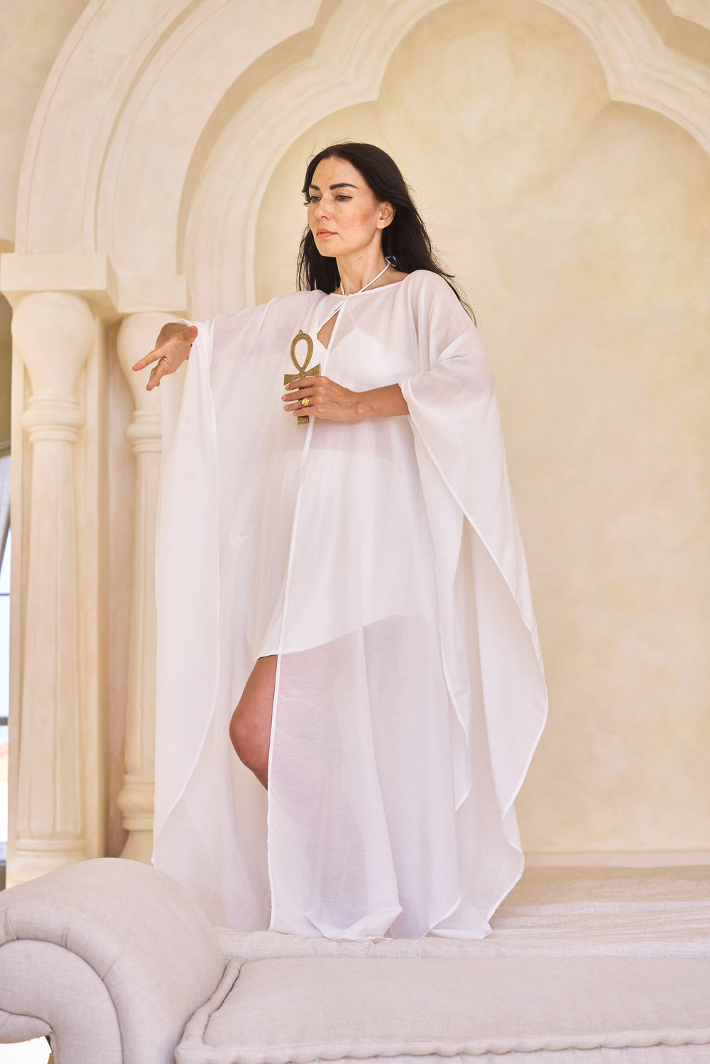 Isis Cape, Silk Cotton, Lotus White, view 7