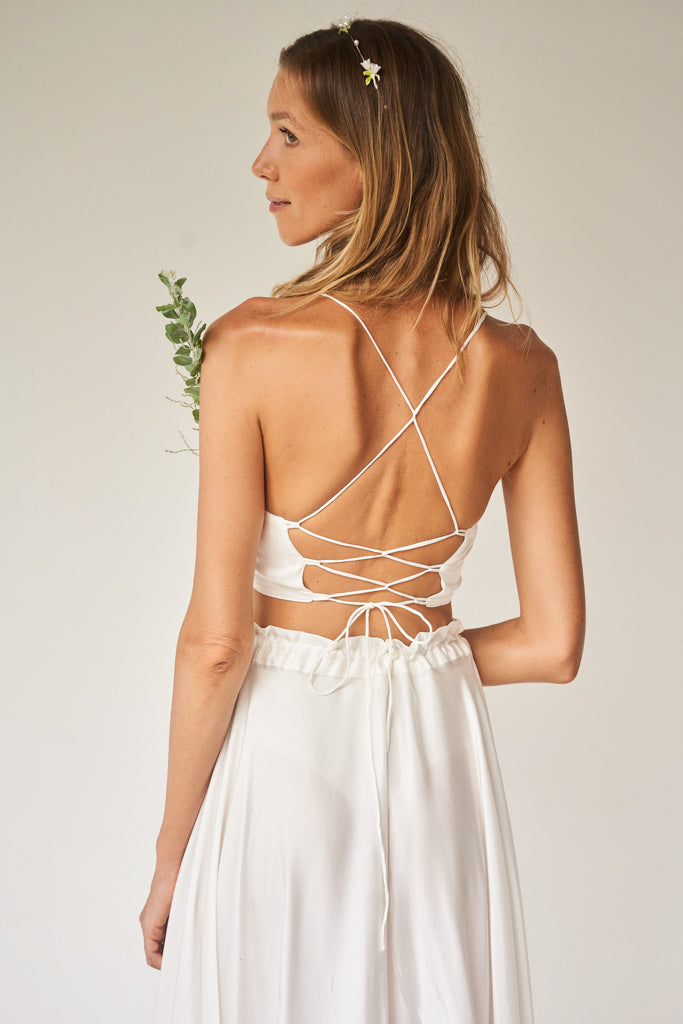Lotus Top - Silk Viscose - Pearl White Tiyara Soul Wear