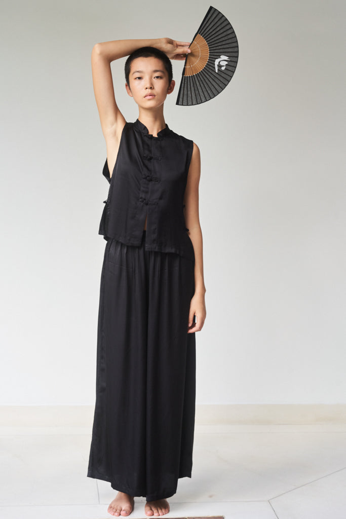 Lotus Pant - Silk Viscose - Black Onyx Tiyara Soul Wear
