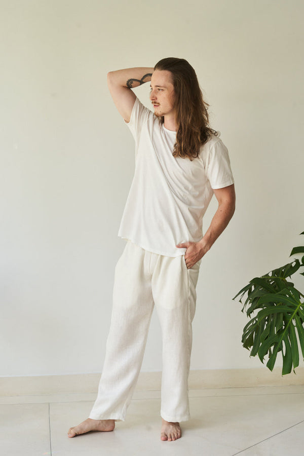 Shen Pant, Hemp, Pearl White