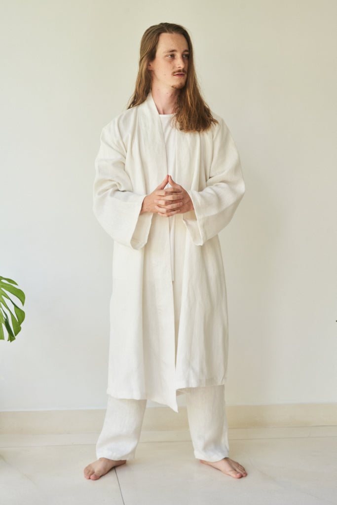 Dao Long Kimono, Hemp, Pearl White, view 2