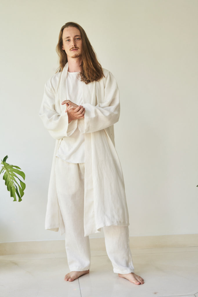 Dao Long Kimono, Hemp, Pearl White, view 5