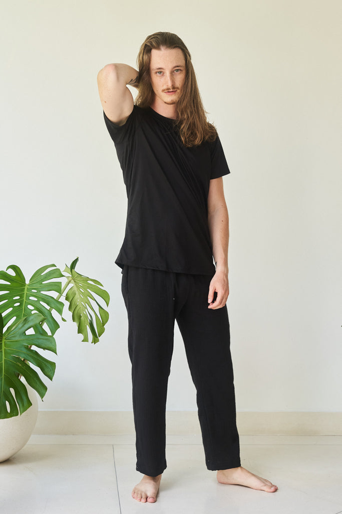 Chen Pant, Linen Cotton, Black Onyx, view 2
