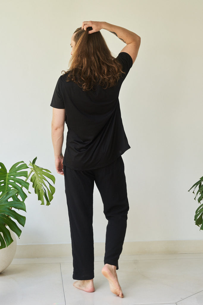 Chen Pant, Linen Cotton, Black Onyx, view 3