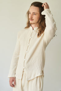 Chen Shirt, Linen Cotton, Pearl White, view 5