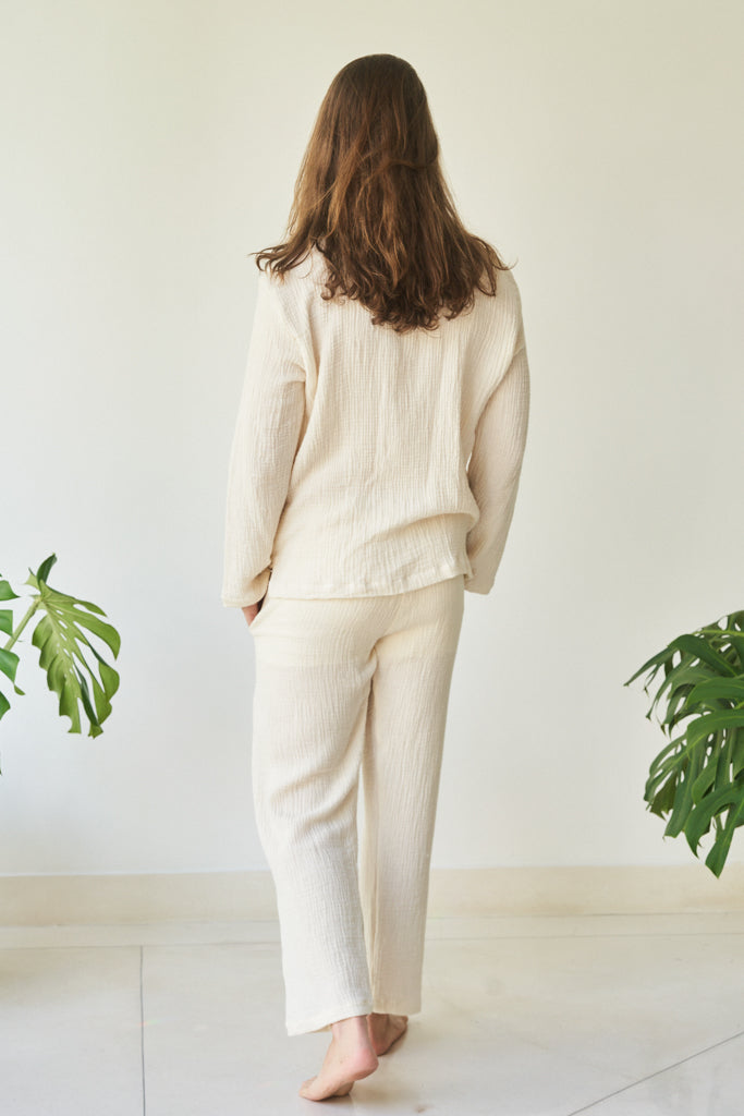 Chen Shirt, Linen Cotton, Pearl White, view 6