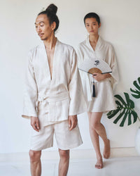 Shen Kimono, Linen, Pearl, view 4