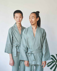 Shen Kimono, Linen, Sage, view 8