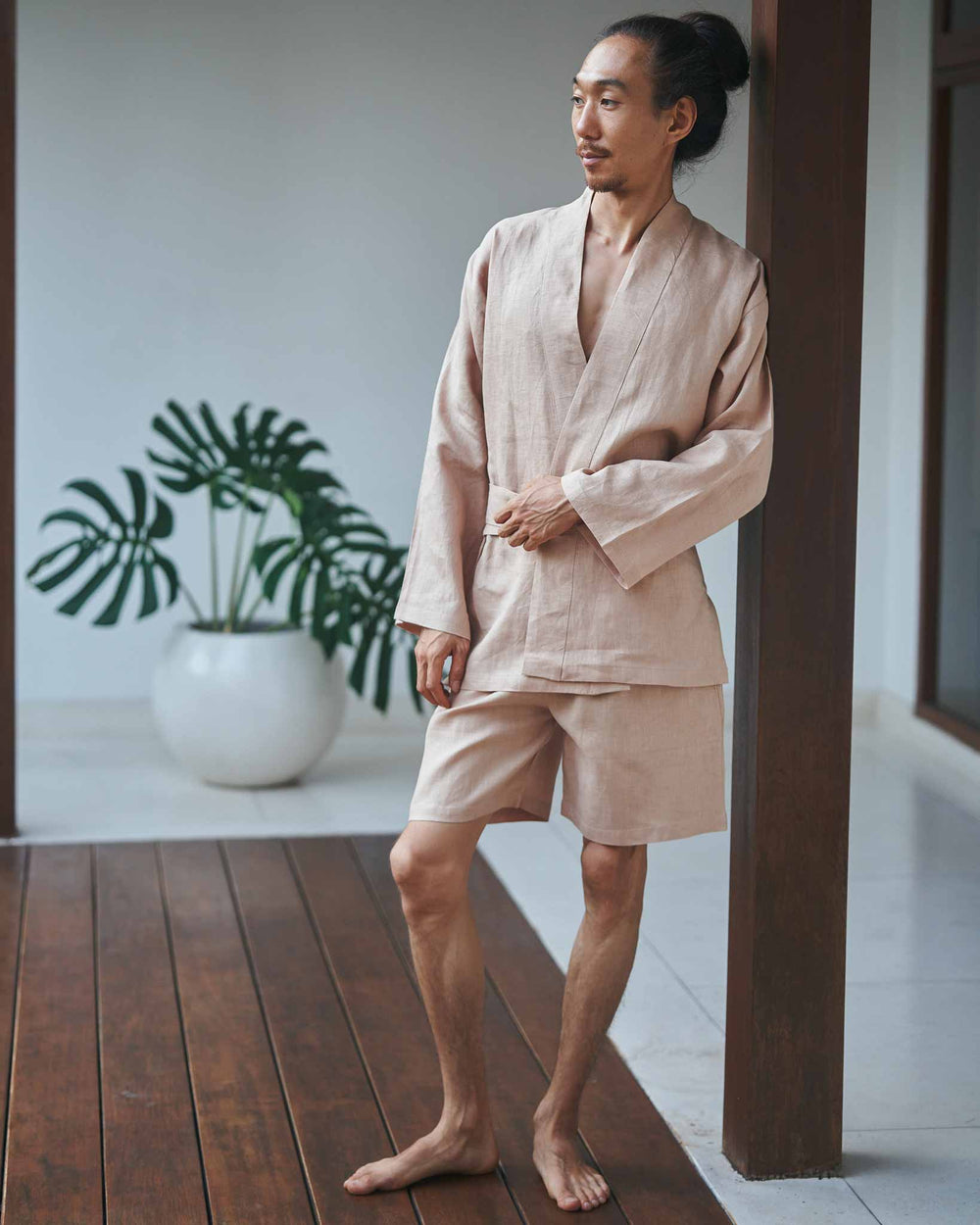 Shen Kimono, Linen, Tan, view 2