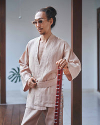 Shen Pant, Linen, Tan, view 2