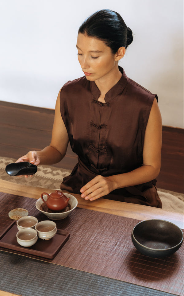 Lin Vest, Lyocell Silk, Earth Cacao, view 9