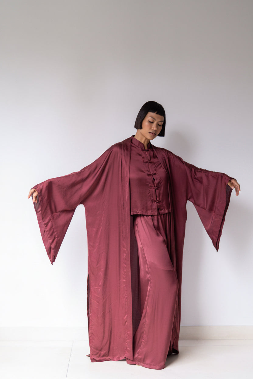 Aset Kimono, Lyocell Silk, Autumn Plum, view 3