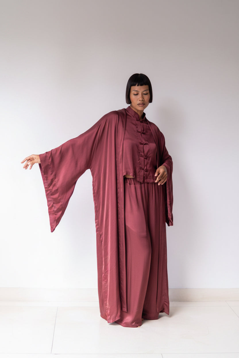 Aset Kimono, Lyocell Silk, Autumn Plum, view 4