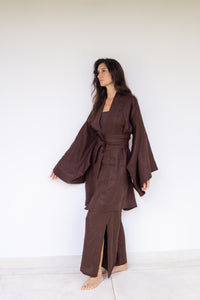 Obi Belt, Linen, Brown Chocolate, view 4