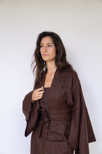 Obi Belt, Linen, Brown Chocolate, view 2