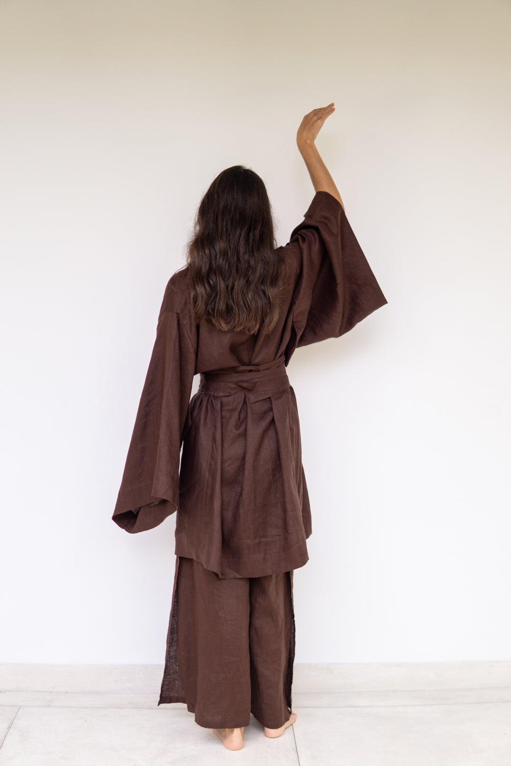 Yori Pant, Linen, Brown Chocolate, view 6