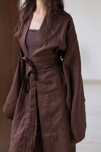 Obi Belt, Linen, Brown Chocolate, view 5