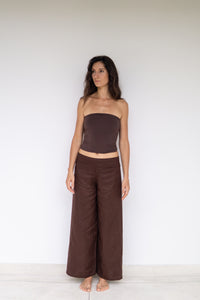 Yori Pant, Linen, Brown Chocolate, view 4
