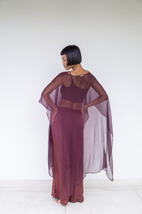Yun Poncho, Silk Crinkle, Autumn Plum, view 5