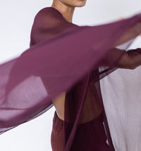 Yun Poncho, Silk Crinkle, Autumn Plum, view 4