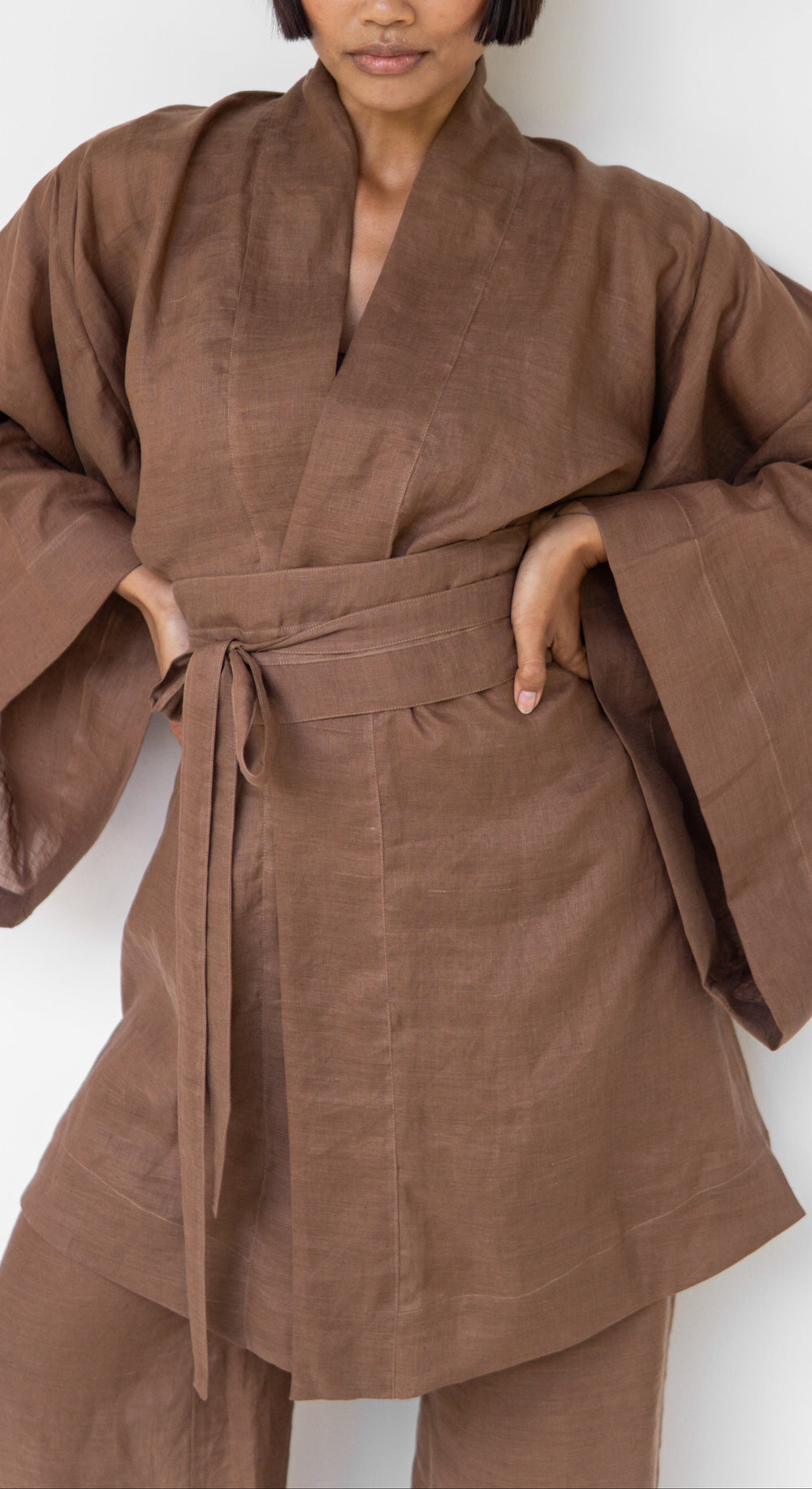 Obi Belt, Linen, Honey Brown, view 3
