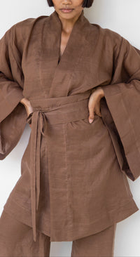 Obi Belt, Linen, Honey Brown, view 3