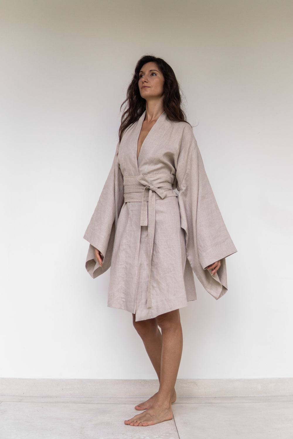 Yori Kimono, Linen, Natural Linen, view 3