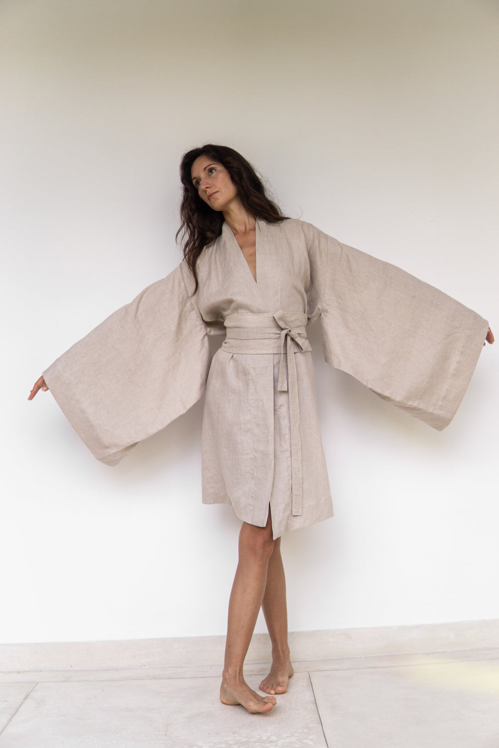 Yori Kimono, Linen, Natural Linen, view 5