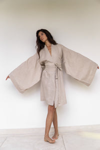 Yori Kimono, Linen, Natural Linen, view 5