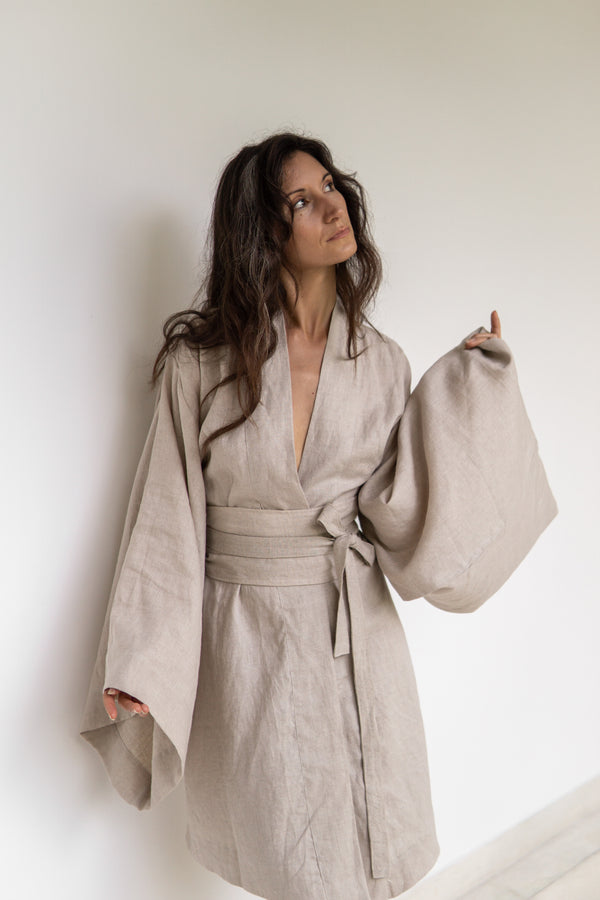 Yori Kimono, Linen, Natural Linen