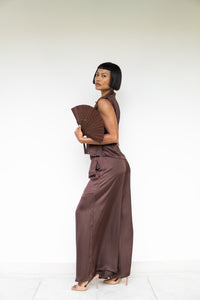 Temple Fan, Silk, Brown Wood, view 4