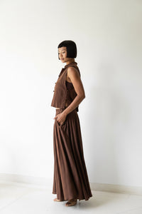 SaRa Long Skirt, Premium Rayon, Brown, view 6