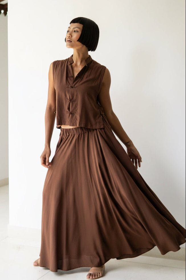 Lin Vest, Premium Rayon, Brown, view 3