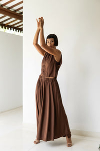 SaRa Long Skirt, Premium Rayon, Brown, view 5