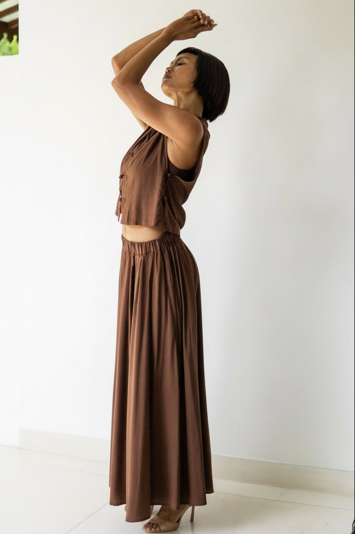 Lin Vest, Premium Rayon, Brown, view 6