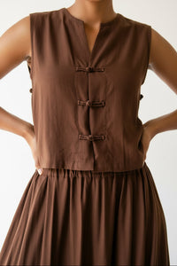 Lin Vest, Premium Rayon, Brown, view 2