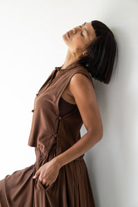 Lin Vest, Premium Rayon, Brown, view 4