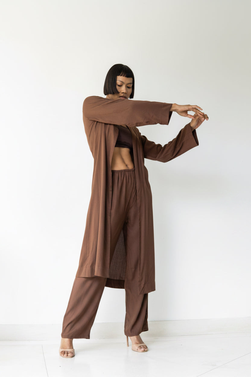 Lin Pants, Premium Rayon, Earth Cacao, view 4