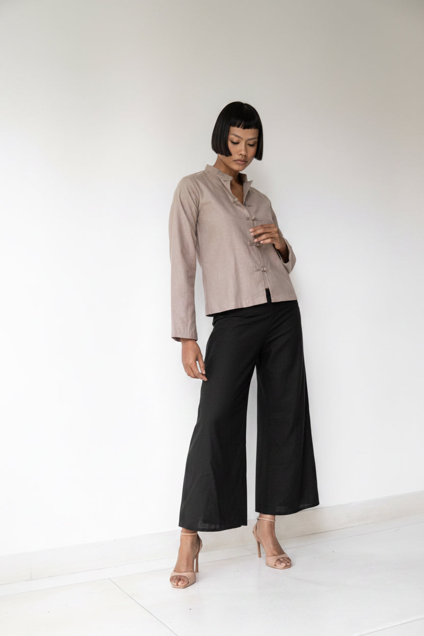 Yori Pant, Linen, Black Jade, view 4