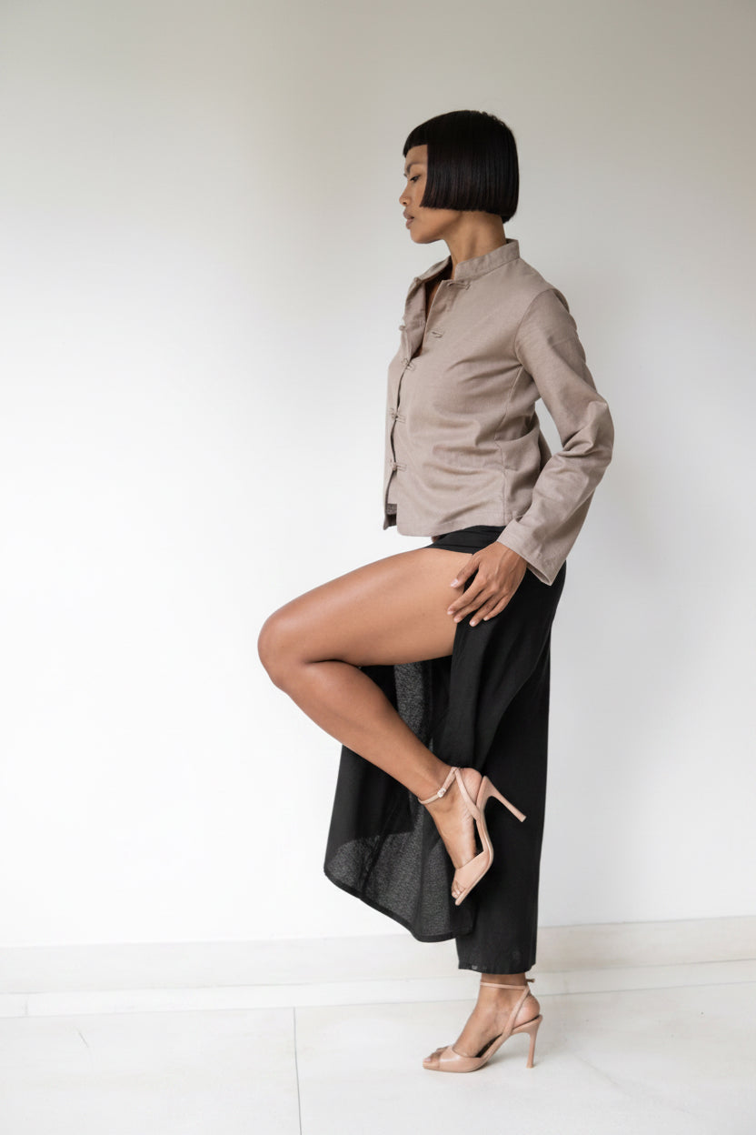 Yori Pant, Linen, Black Jade, view 5