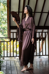 Aset Kimono, Lyocell Silk, Earth Cacao, view 7