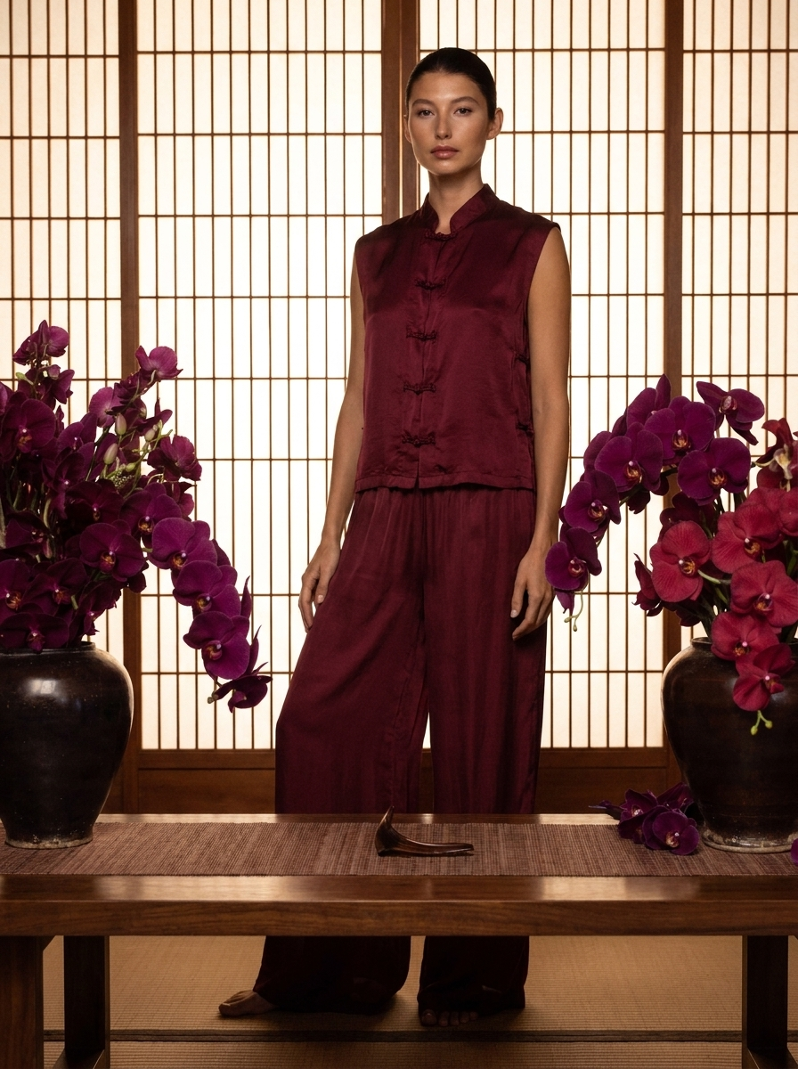 Lin Vest in Sacred Maroon