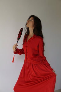Lin Skirt, Lyocell Silk, Peony Red, view 6